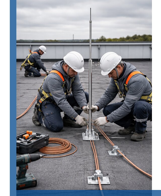 Монтаж молниезащиты на кровле в Анжере-Судженске под ключ с гарантией