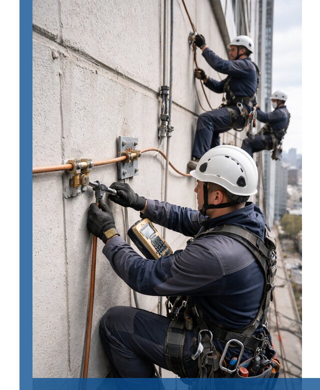 Монтаж системы заземления здания и молниезащиты в Анжере-Судженске