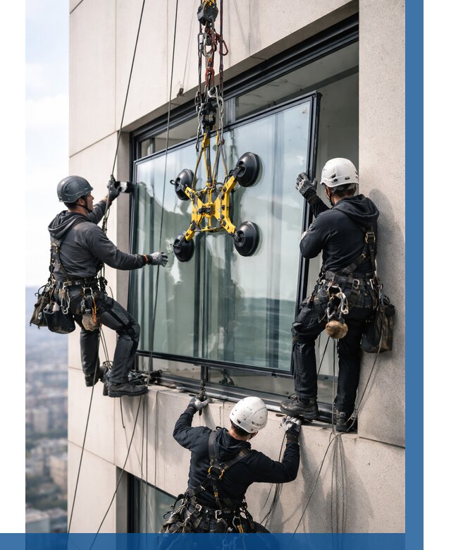 Монтаж стеклопакетов на высоте в Анжере-Судженске от 3282 р. | ВЫСОТНИК-Нжр