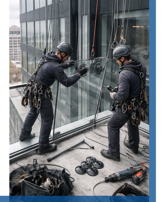 Монтаж стеклянных ограждений в Анжере-Судженске от 2564 р. | ВЫСОТНИК-Нжр