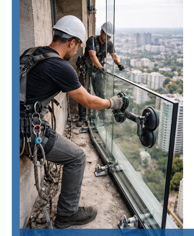 Монтаж стеклянных ограждений под ключ с гарантией в Анжере-Судженске