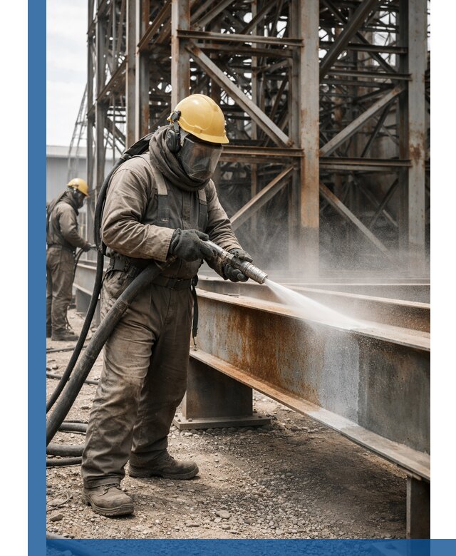 Пескоструйная очистка металлоконструкций в Анжере-Судженске промышленная