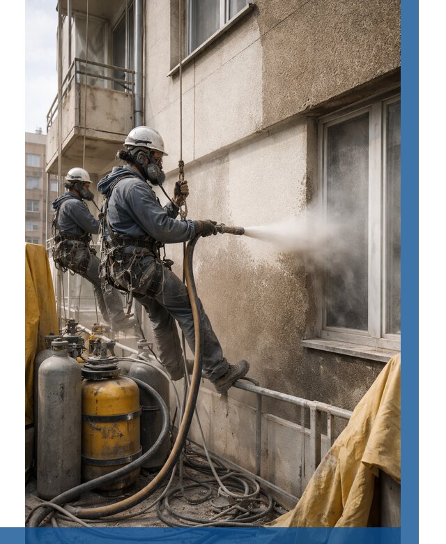 Пескоструйная очистка фасада в Анжере-Судженске от 667 р. | ВЫСОТНИК-Нжр