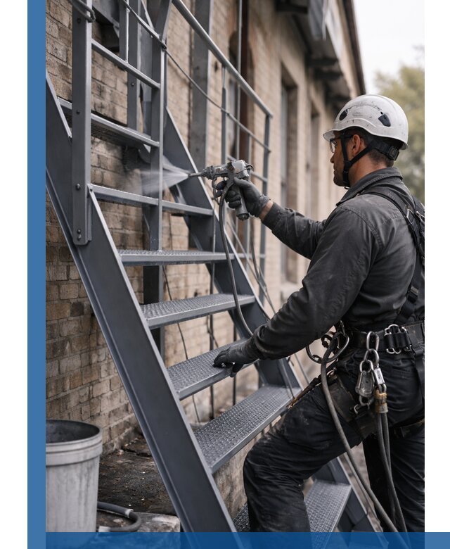 Покраска и антикоррозионная защита пожарных лестниц в Анжере-Судженске