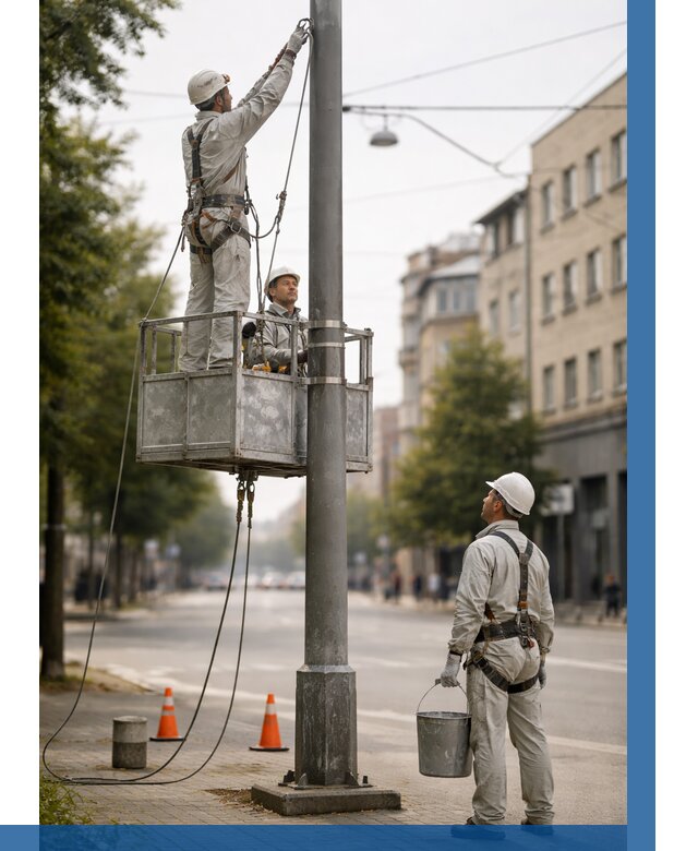Покраска опор освещения в Анжере-Судженске от 5129 р. | ВЫСОТНИК-Нжр