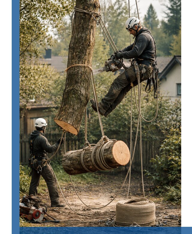 Валка деревьев частями в Анжере-Судженске, безопасно и аккуратно