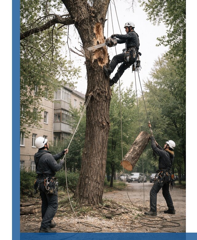 Срочное удаление аварийных деревьев в Анжере-Судженске с гарантией безопасности