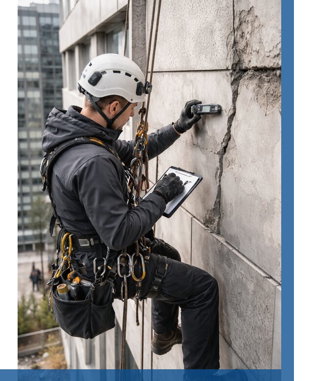 Обследование фасада альпинистами в Анжере-Судженске от 123 р. | ВЫСОТНИК-Нжр