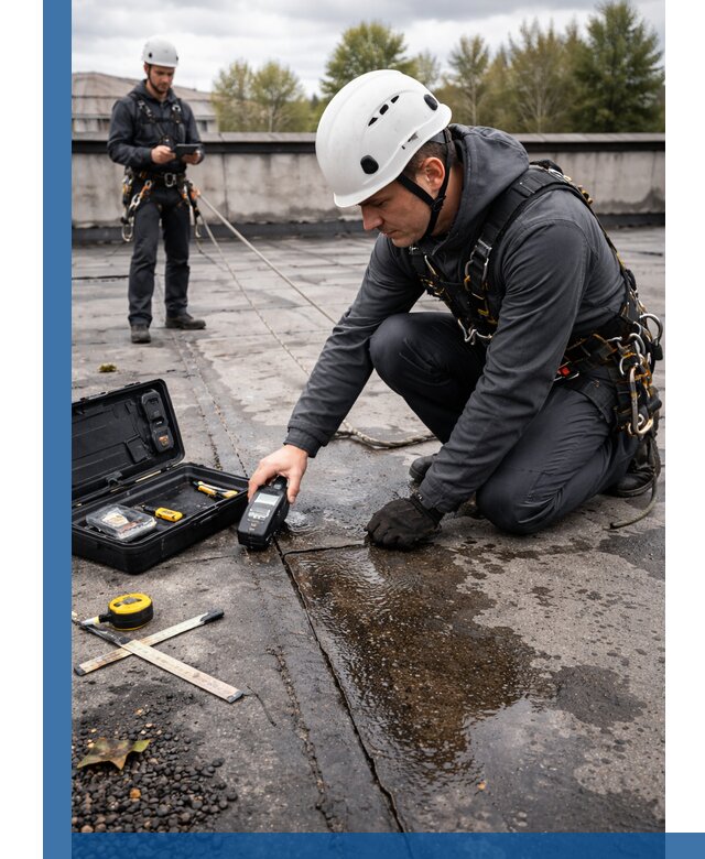 Обследование кровли на протечки и выявление дефектов в Анжере-Судженске