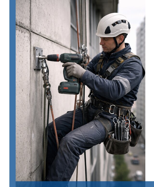 Установка анкерных точек для высотных работ в Анжере-Судженске